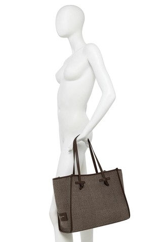 GIANNI CHIARINI Marcella tote in herringbone print fabric Var.Daino 5