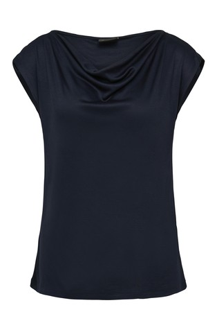 S.OLIVER Viskozna majica z drapiranim ovratnikom Modra - Dark Blue 4