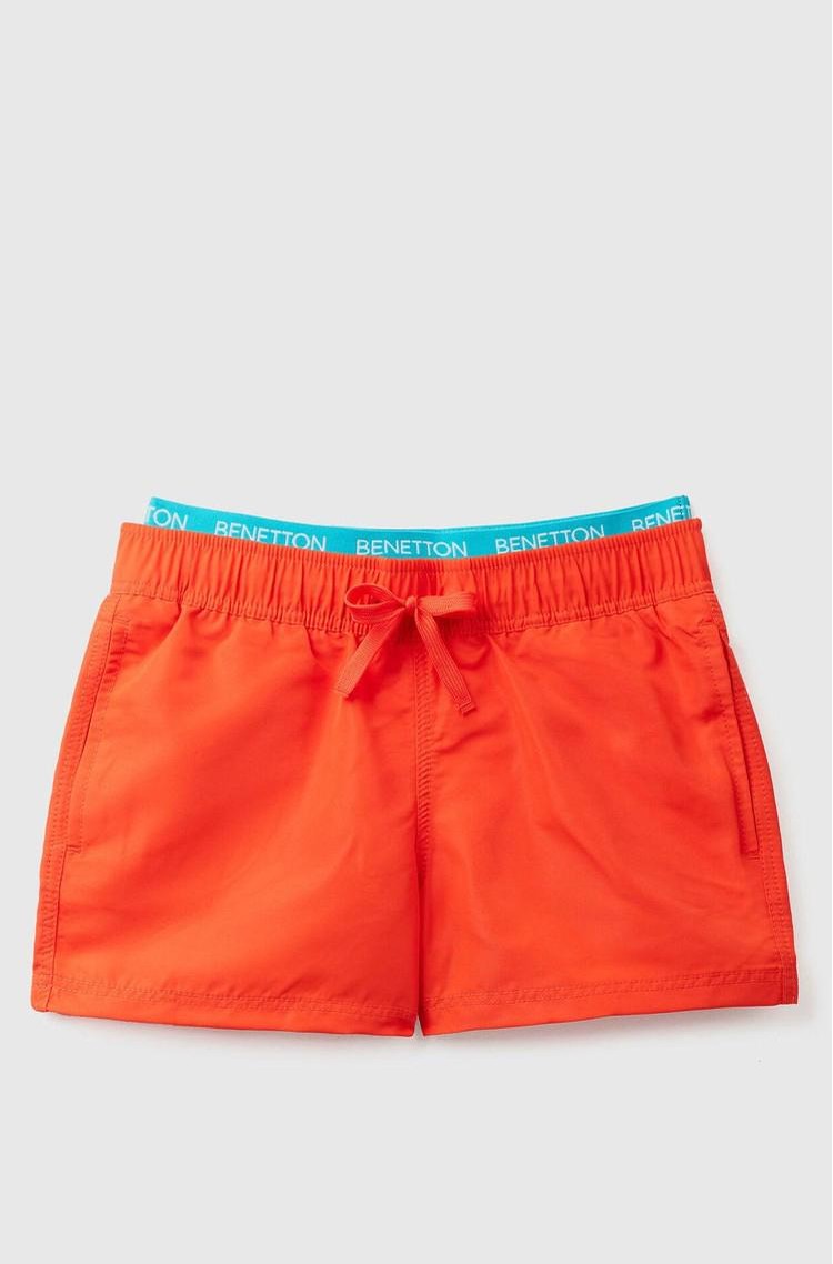 BENETTON Kopalke z notranjim logo pasom Rdeča - Red Coral 