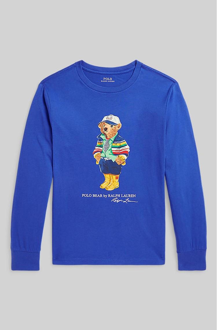 RALPH LAUREN Polo Bear Cotton Long-Sleeve Tee Travel Blue 