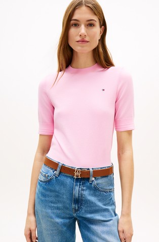 Pleten bombažen pulover s kratkimi rokavi