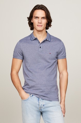 Slim fit polo majica s črtastimi obrobami