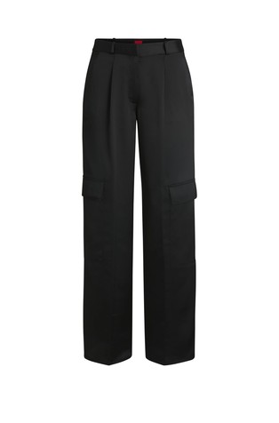 Relaxed-fit cargo trousers in satin