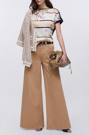 T-shirt with printed satin front