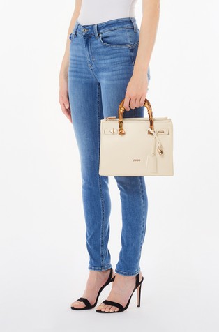 LIU JO Bag with bamboo-finish handles Off White 5