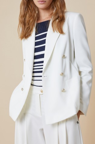 Double-breasted twill blazer