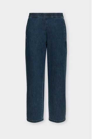 Jeans pull-on a carot in denim biologico