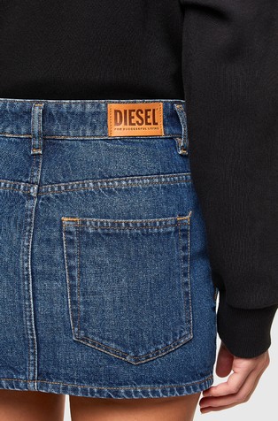 DIESEL Mini skirt in stonewashed denim Medium Blue 4
