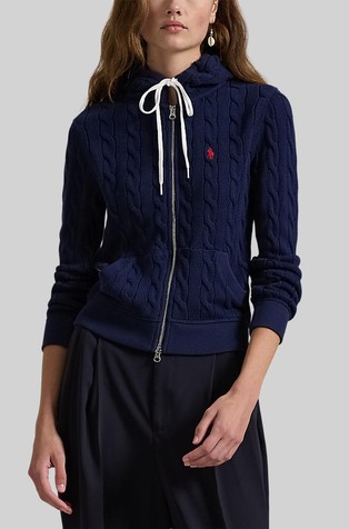 Cable-knit Cotton Full-zip Hoodie