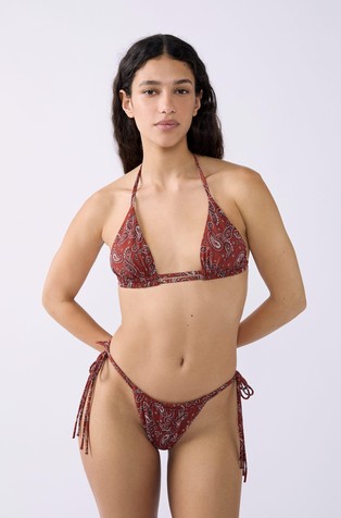 ETAM Charliz Printed Triangle Bikini Top Brick 3