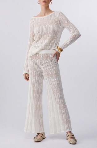 Openwork knit trousers