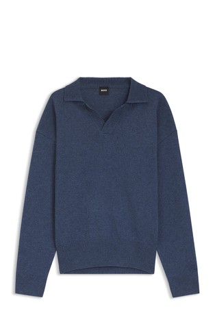 Pleten volnen pulover z Johnny ovratnikom