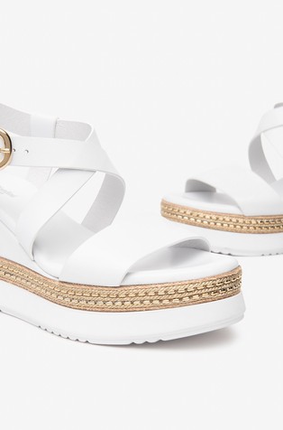 NEROGIARDINI Usnjeni sandali s polno peto Bela - White 3