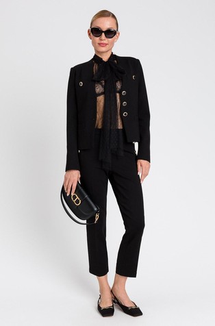 Cropped trousers with jewel buttons