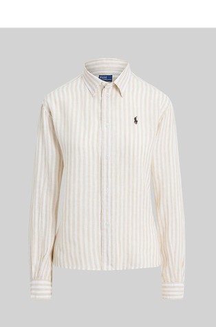 Široka lanena srajca z vzorcem