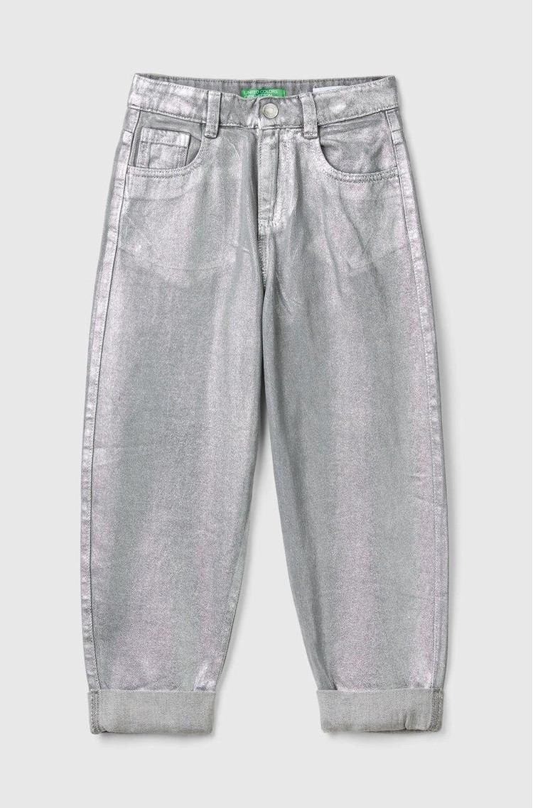 BENETTON Relaxed fit bombažne jeans hlače Srebrna - Silver 