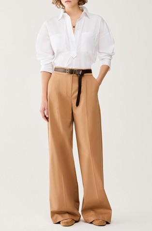 Bombažne hlače s širokimi hlačnicami