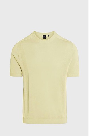 3D Knit pletena majica s kratkimi rokavi iz bombaža in lana