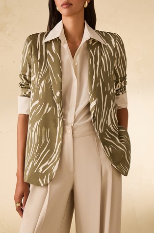 Double satin blazer with belt