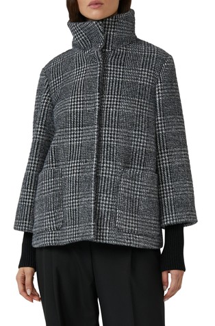 Jacket with stand-up collar and rib-knit cuffs