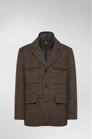 Karirast suknjič z odstranljivim notranjim brezrokavnikom