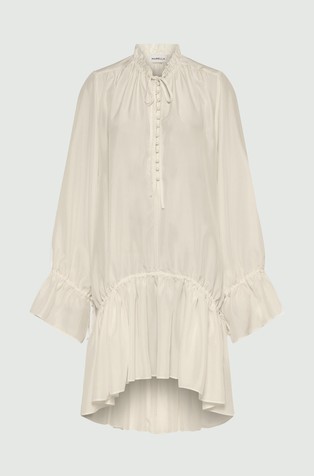MARELLA Selected By Chloé Lecareux kratka svilena obleka Bela - Vanilla 5