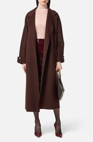 Volnen plašč s pasom