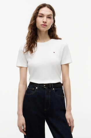 Slim fit črtasta majica s kratkimi rokavi