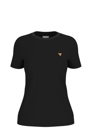 Stretch cotton T-shirt with small triangle logo