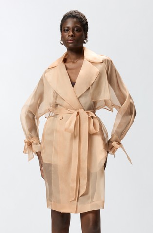 Svilen trenčkot s pasom