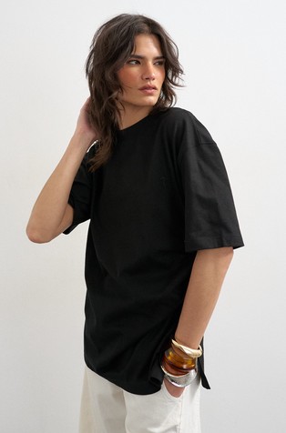 TSRIKKA oversized fit majica z detajlom vozla