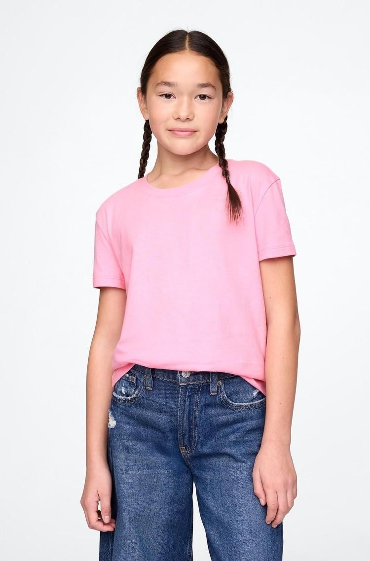 GAP Relaxed majica s kratkimi rokavi za deklice Roza - Parisian Pink 