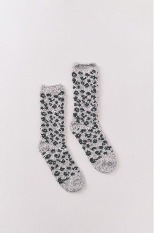 Leopard print long fur socks