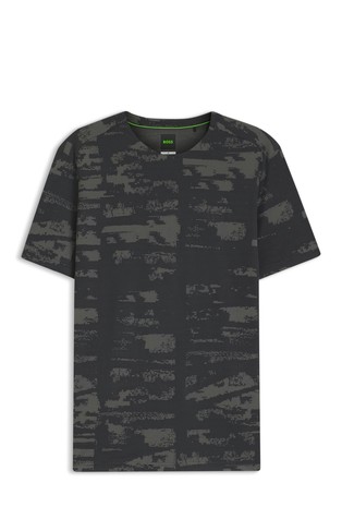 Active slim fit majica s kratkimi rokavi in žakarskim vzorcem