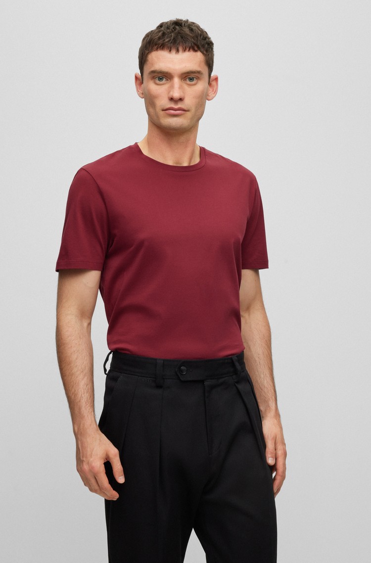 BOSS Mercerised-cotton T-shirt in a slim fit | Emporium