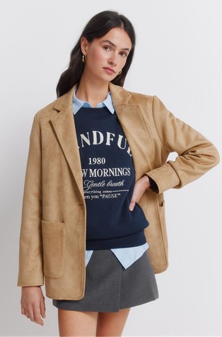 Faux suede blazer