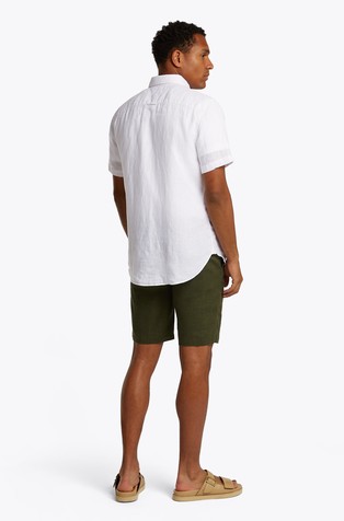 TOMMY HILFIGER Lanena srajca s kratkimi rokavi Bela - White 2