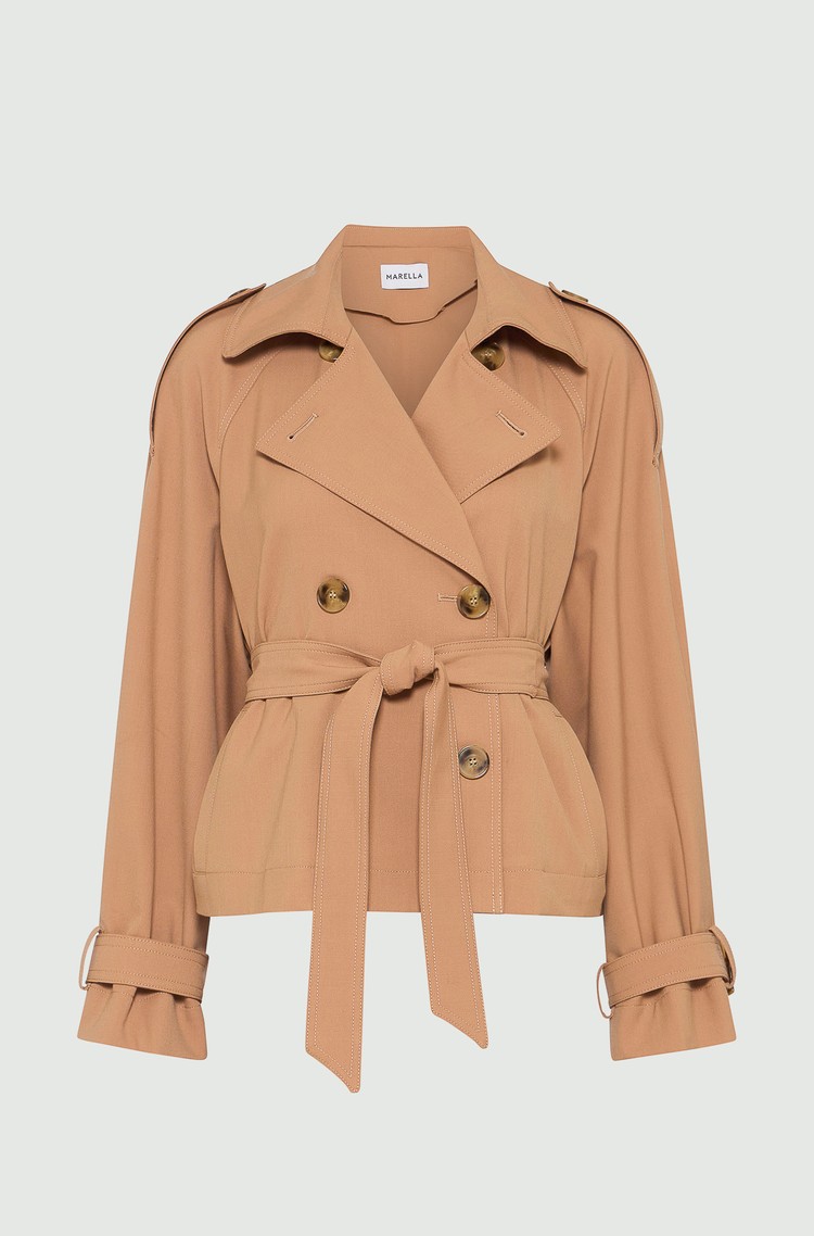 MARELLA Short trench with belt Brown 