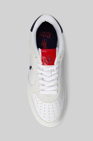 RALPH LAUREN Masters Court Leather Sneaker with Synthetic Inserts White/Navy/Red 4