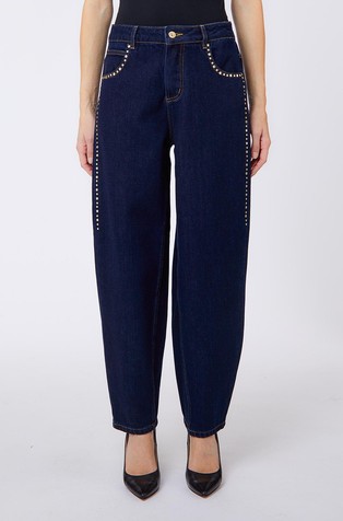 Barrel fit jeans with rhinestones
