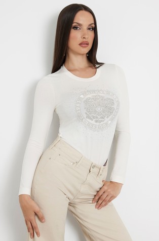 Rhinestones cotton stretch t-shirt