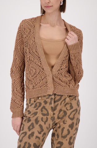 Luknjičasto pletena jopa z bleščicami