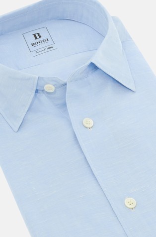 BOGGI MILANO Regular fit srajca iz mešanice tencela in lana Modra - Light Blue 4