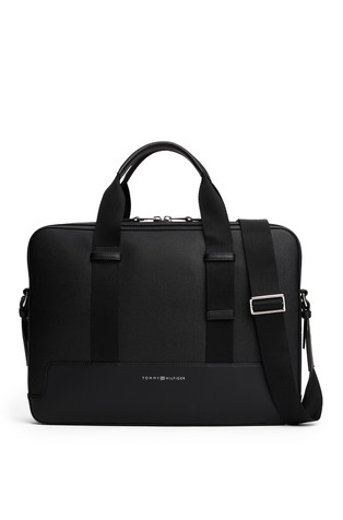 Modern Metallic Logo Crossbody Laptop Bag