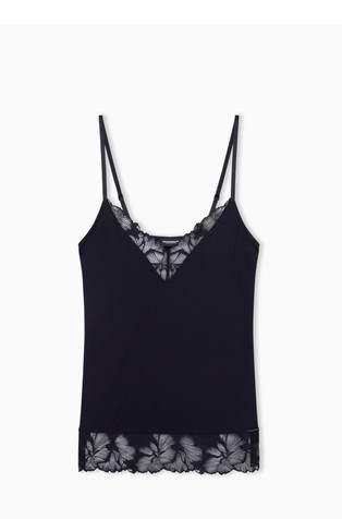 Stretch viscose cami with lace