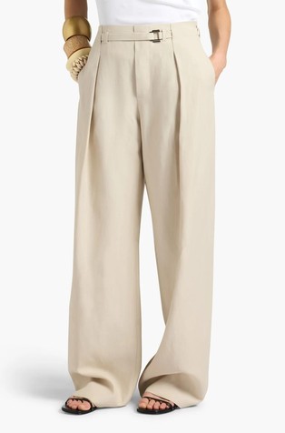 Palazzo trousers in viscose and linen blend