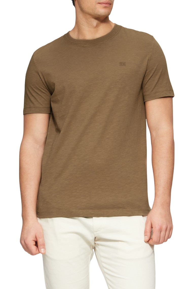 S.OLIVER Majica z zankasto teksturo in logotipom Rjava - Brown 