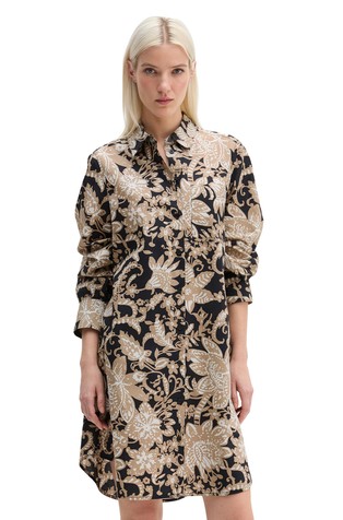 Zvončasta vzorčasta srajčna obleka iz poplina