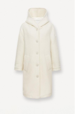 Long hooded coat in wool-blend
