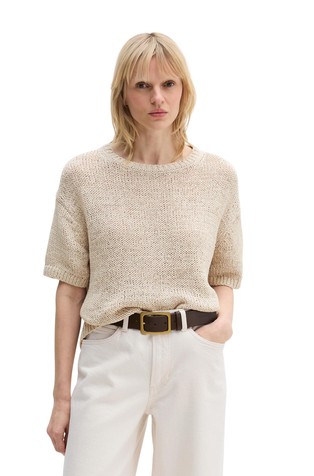 Loose short sleeve sweater in cotton-blend